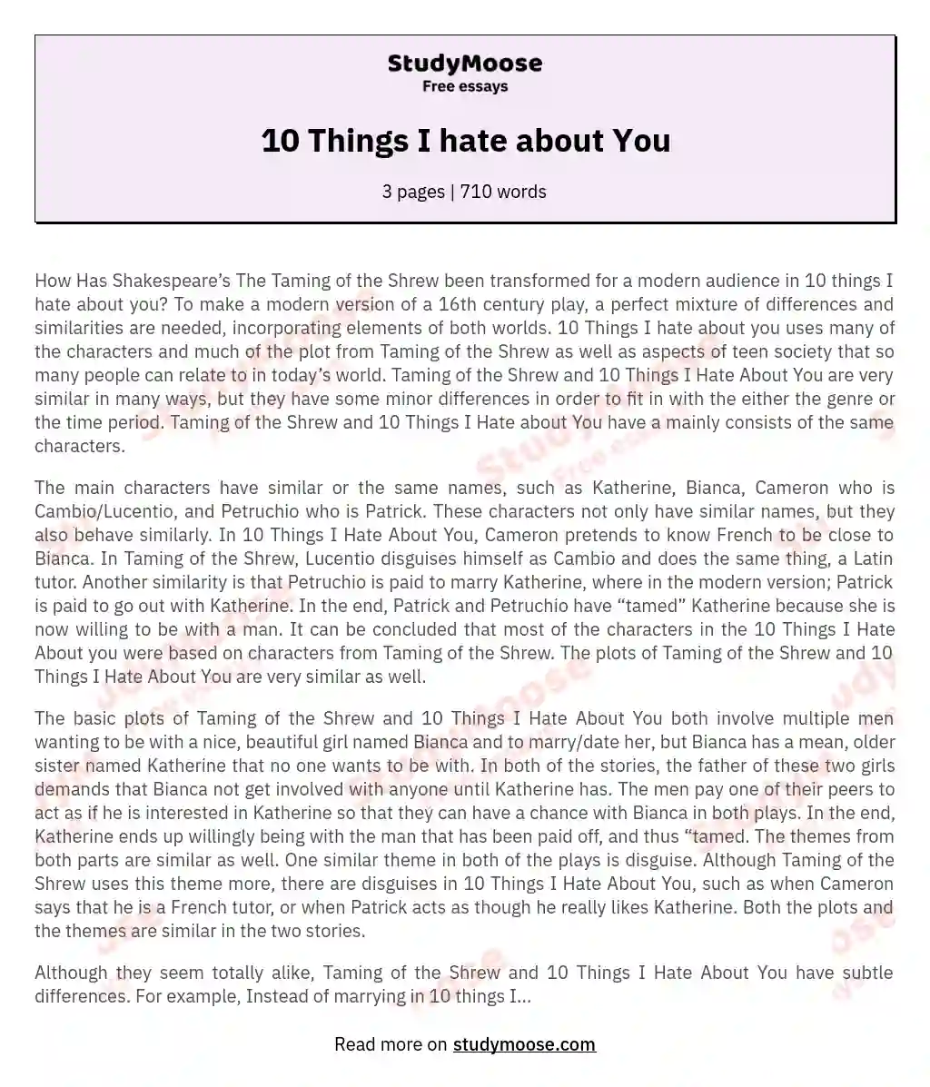 10 Things I hate about You