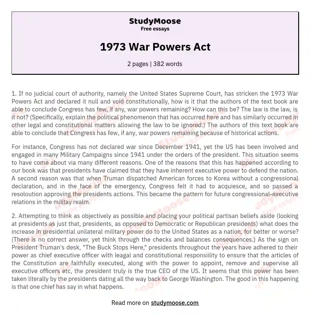 1973 War Powers Act