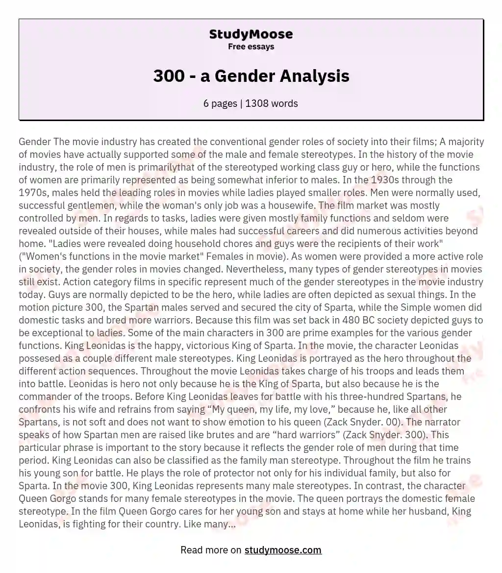 300 - a Gender Analysis