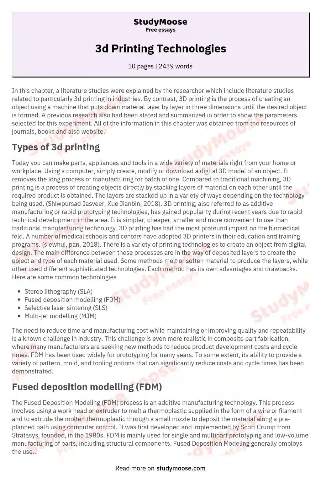 essay on 3d printing