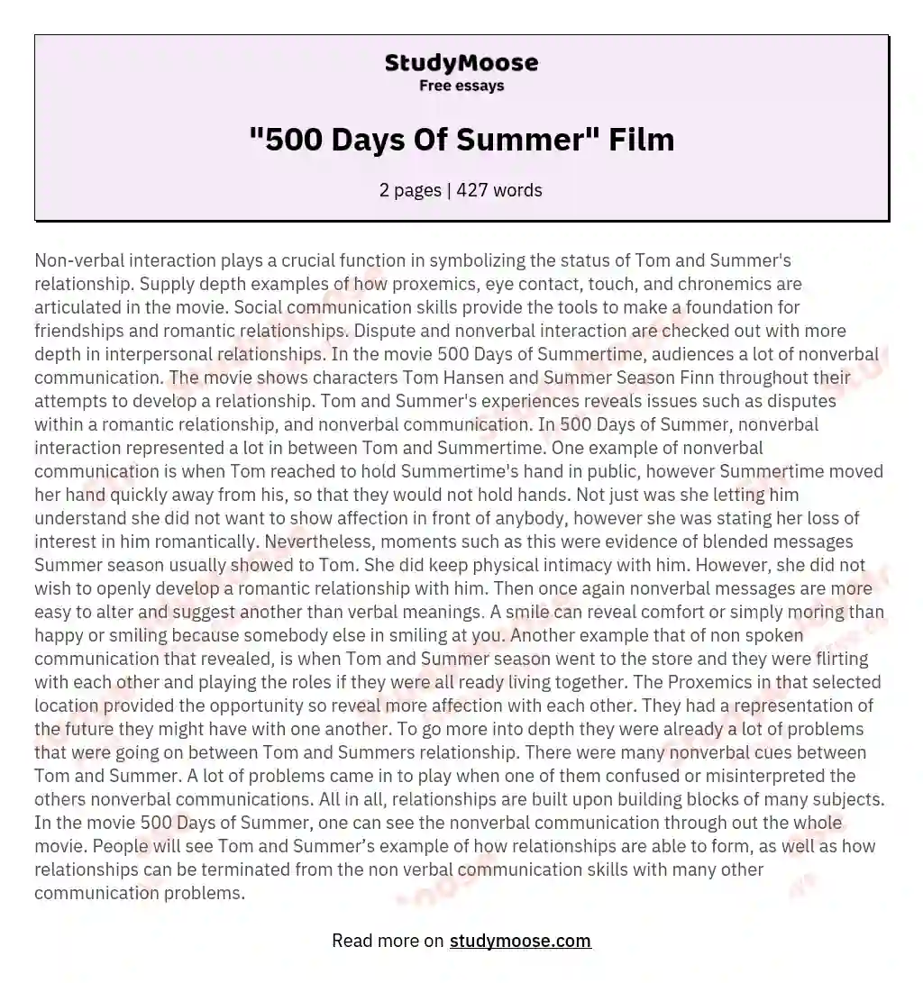 "500 Days Of Summer" Film