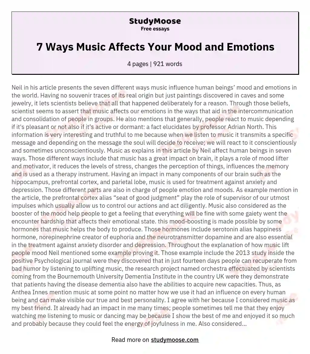 7 Ways Music Affects Your Mood and Emotions essay