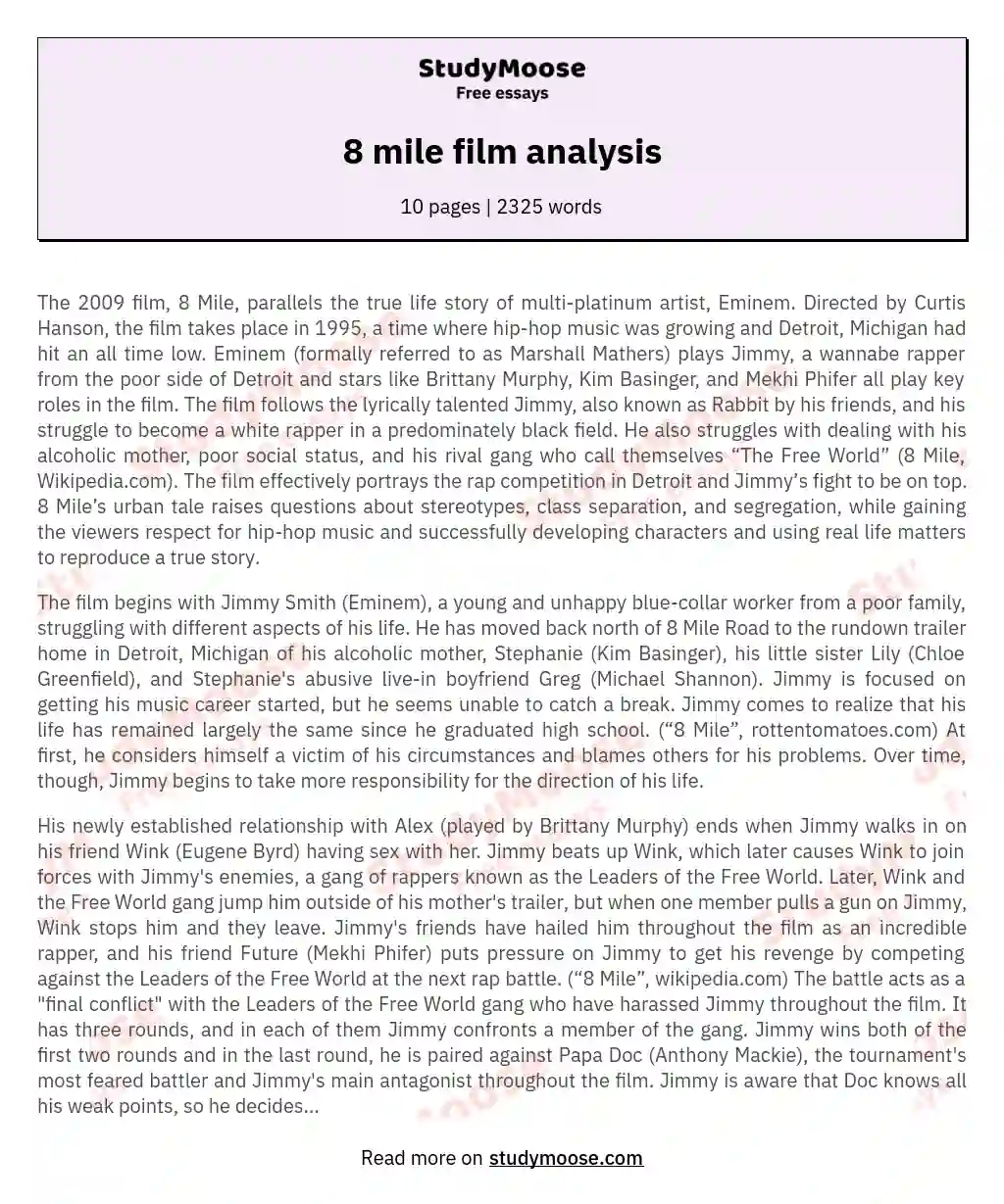 8 mile film analysis essay