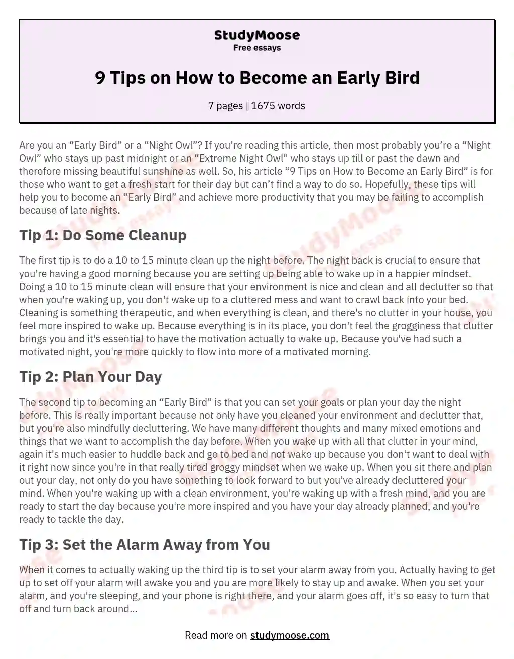 9 Tips on How to Become an Early Bird