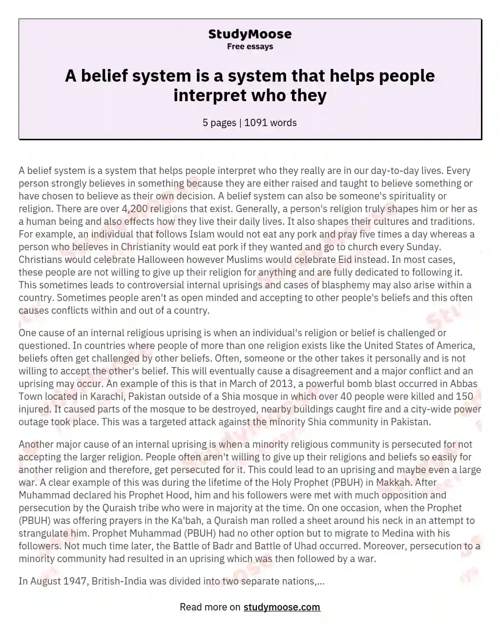 A belief system is a system that helps people interpret who they essay
