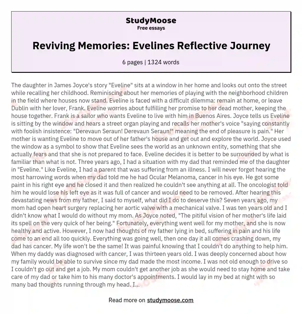 Reviving Memories: Evelines Reflective Journey essay