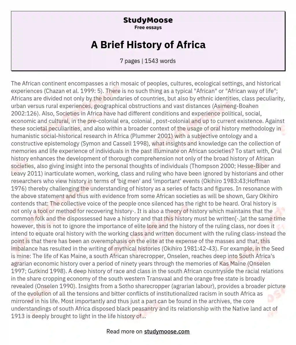 essay topics about africa