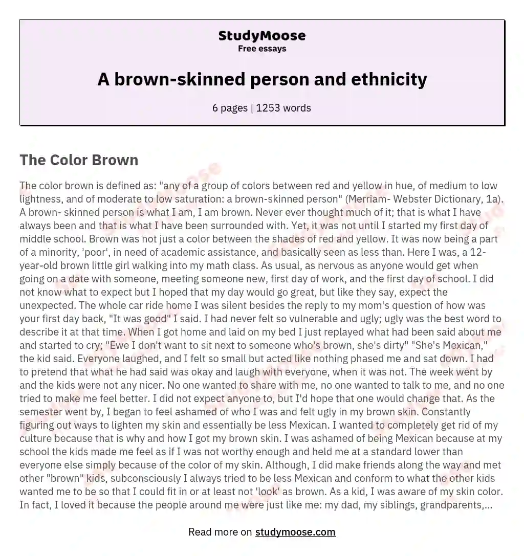 A brown-skinned person and ethnicity essay