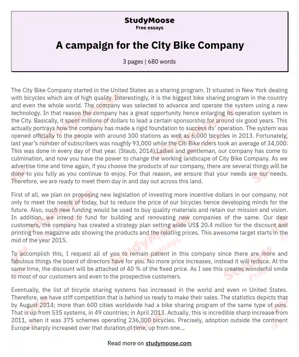 A campaign for the City Bike Company