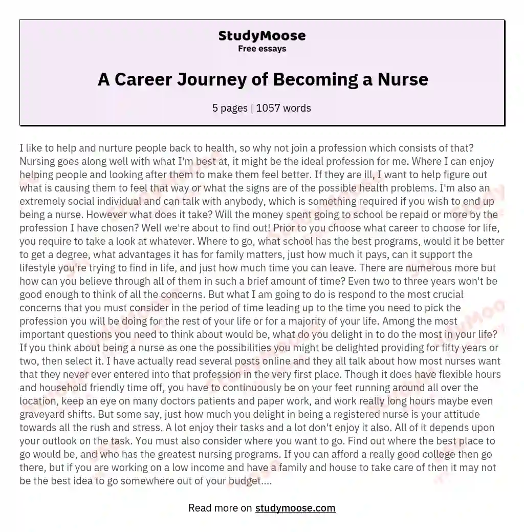 being a nurse essay