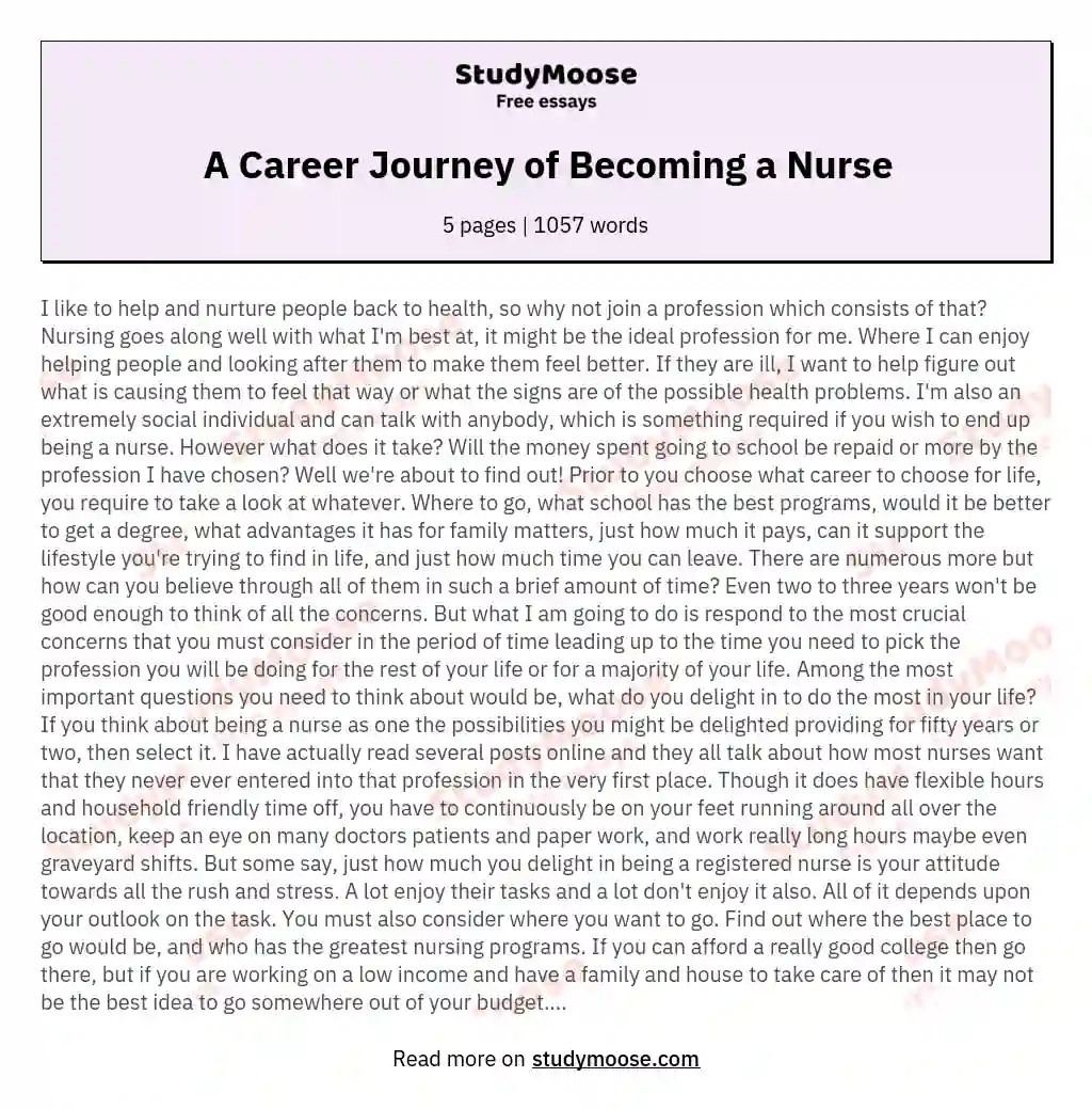 my goal is to become a nurse essay