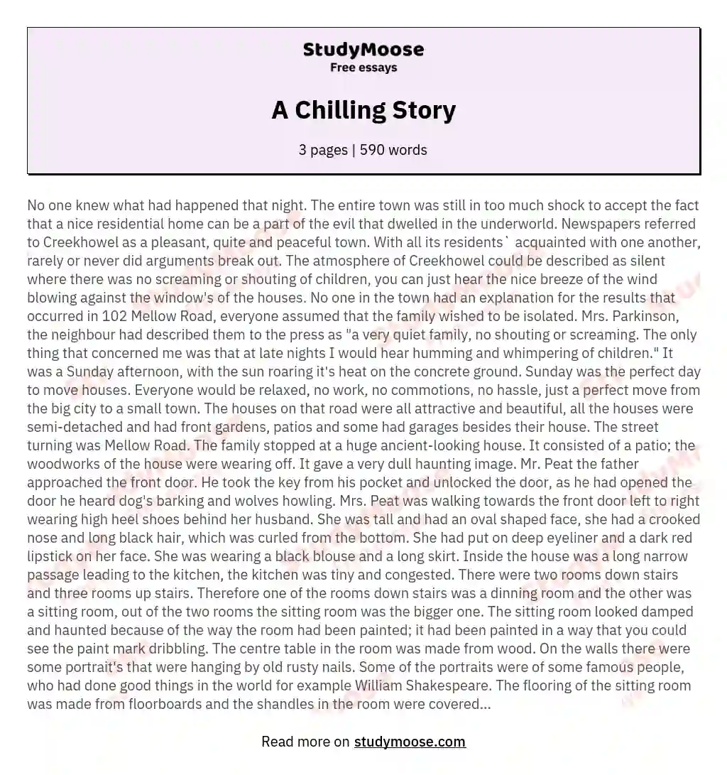 A Chilling Story essay
