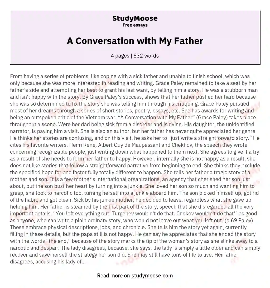 A Conversation with My Father essay