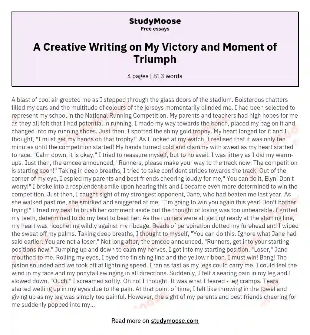 A Creative Writing on My Victory and Moment of Triumph essay