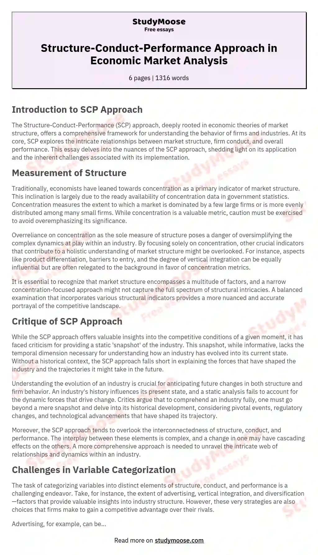 A Critique of the Structure Conduct Performance Paradigm (SCP)