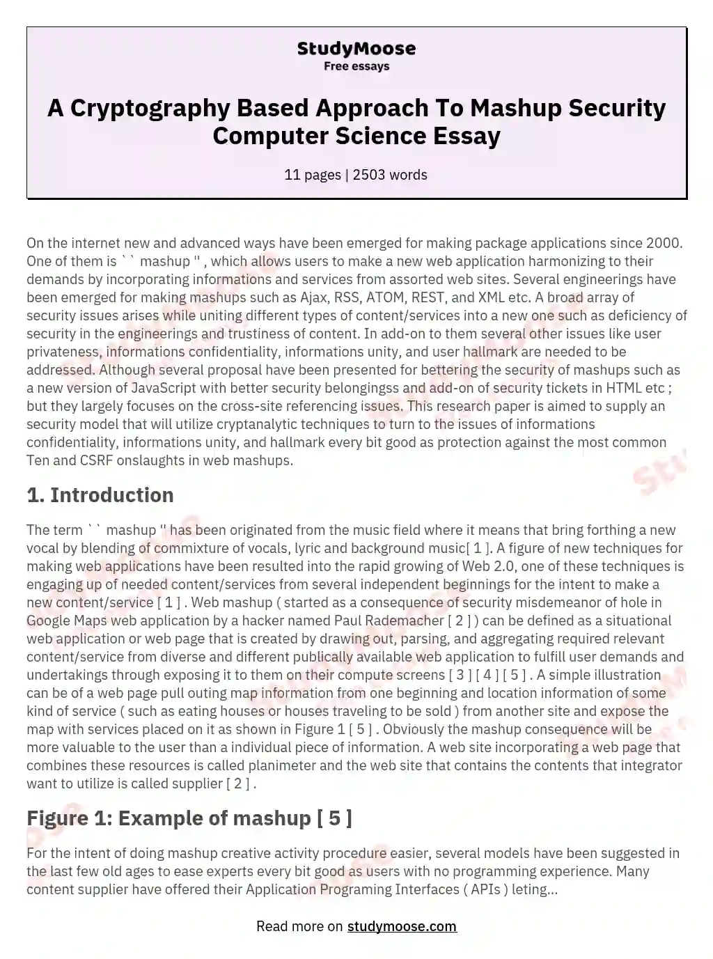 A Cryptography Based Approach To Mashup Security Computer Science Essay essay