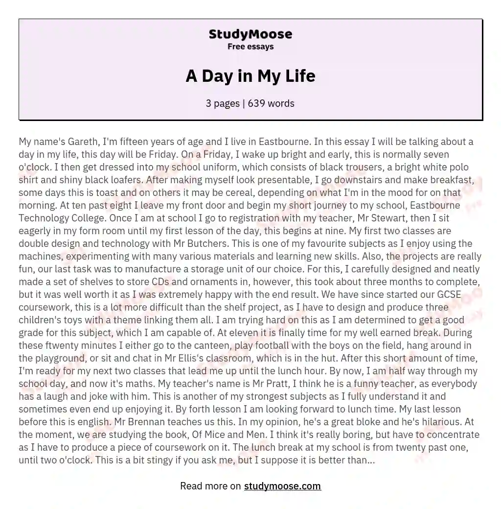 a special day in my life essay