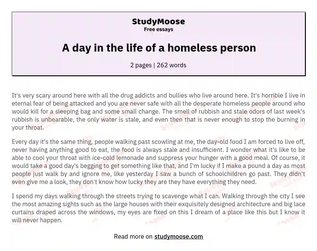 A day in the life of a homeless person essay