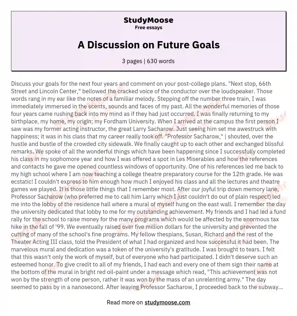 A Discussion on Future Goals essay