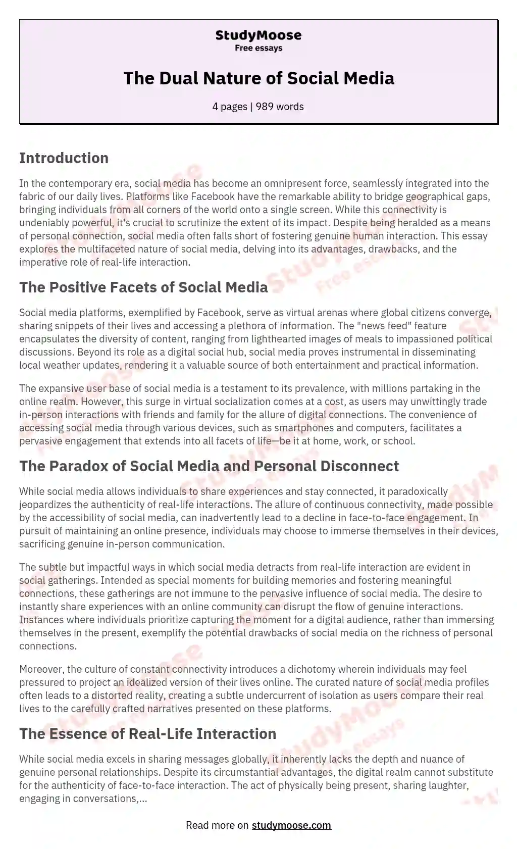 discussion essay about social media