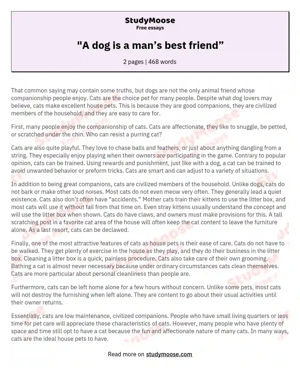 "A dog is a man’s best friend”