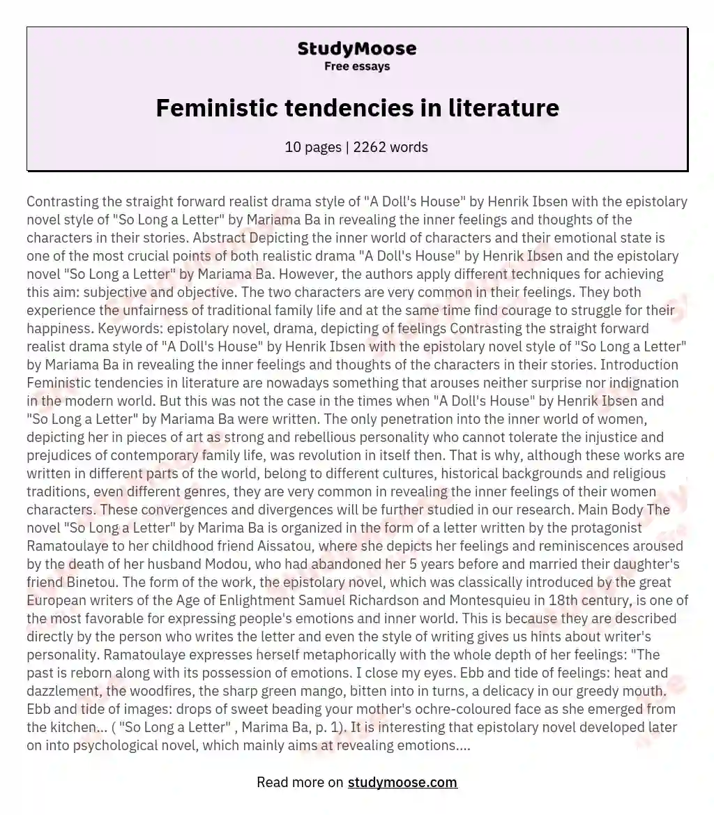 Feministic tendencies in literature