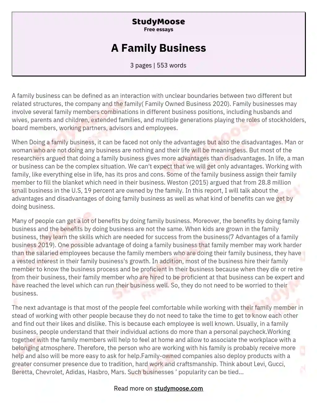 A Family Business essay