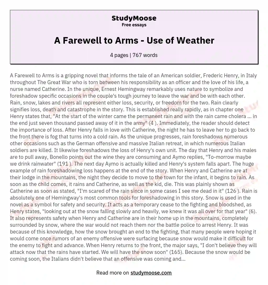 A Farewell to Arms - Use of Weather