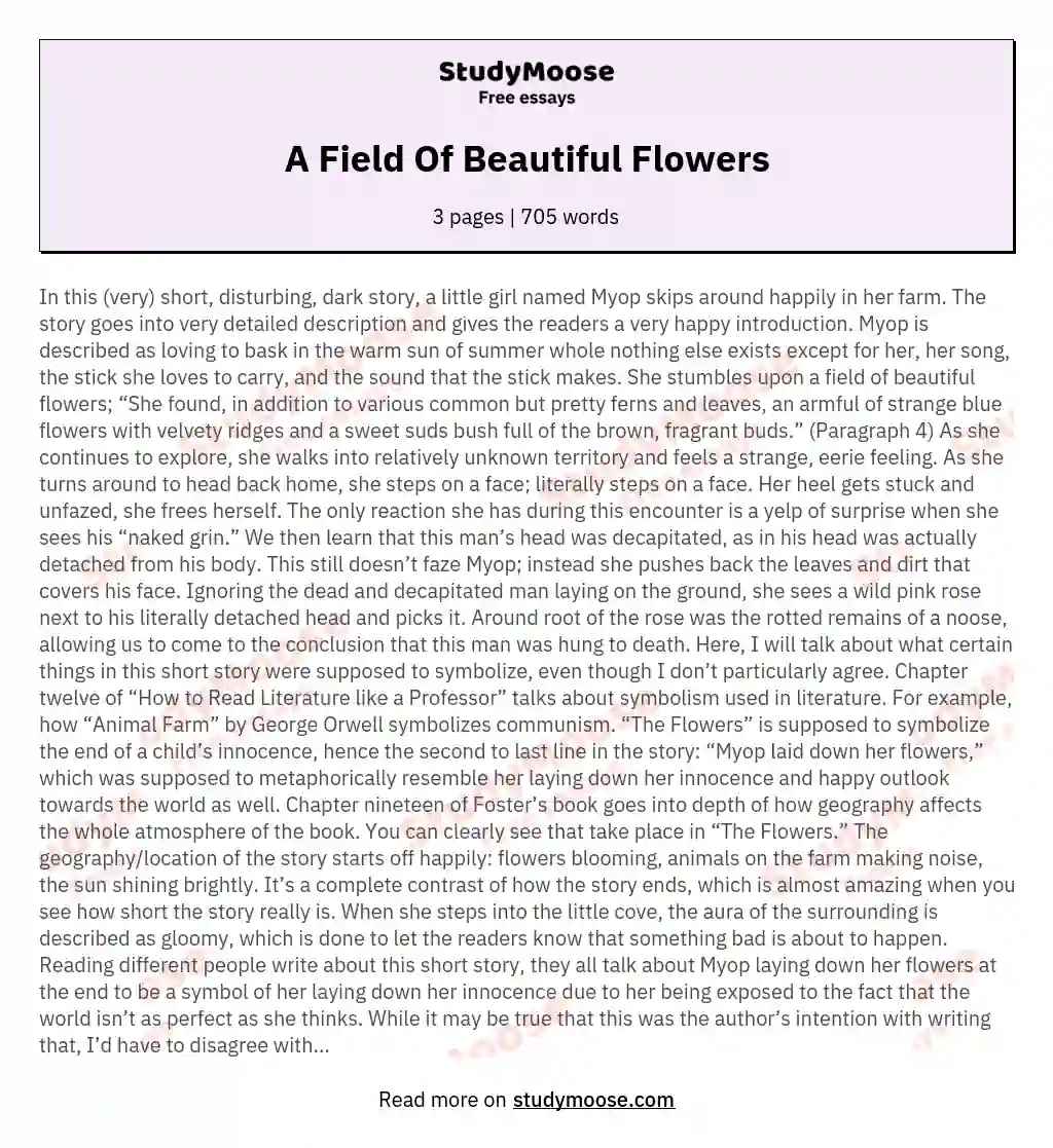 A Field Of Beautiful Flowers essay