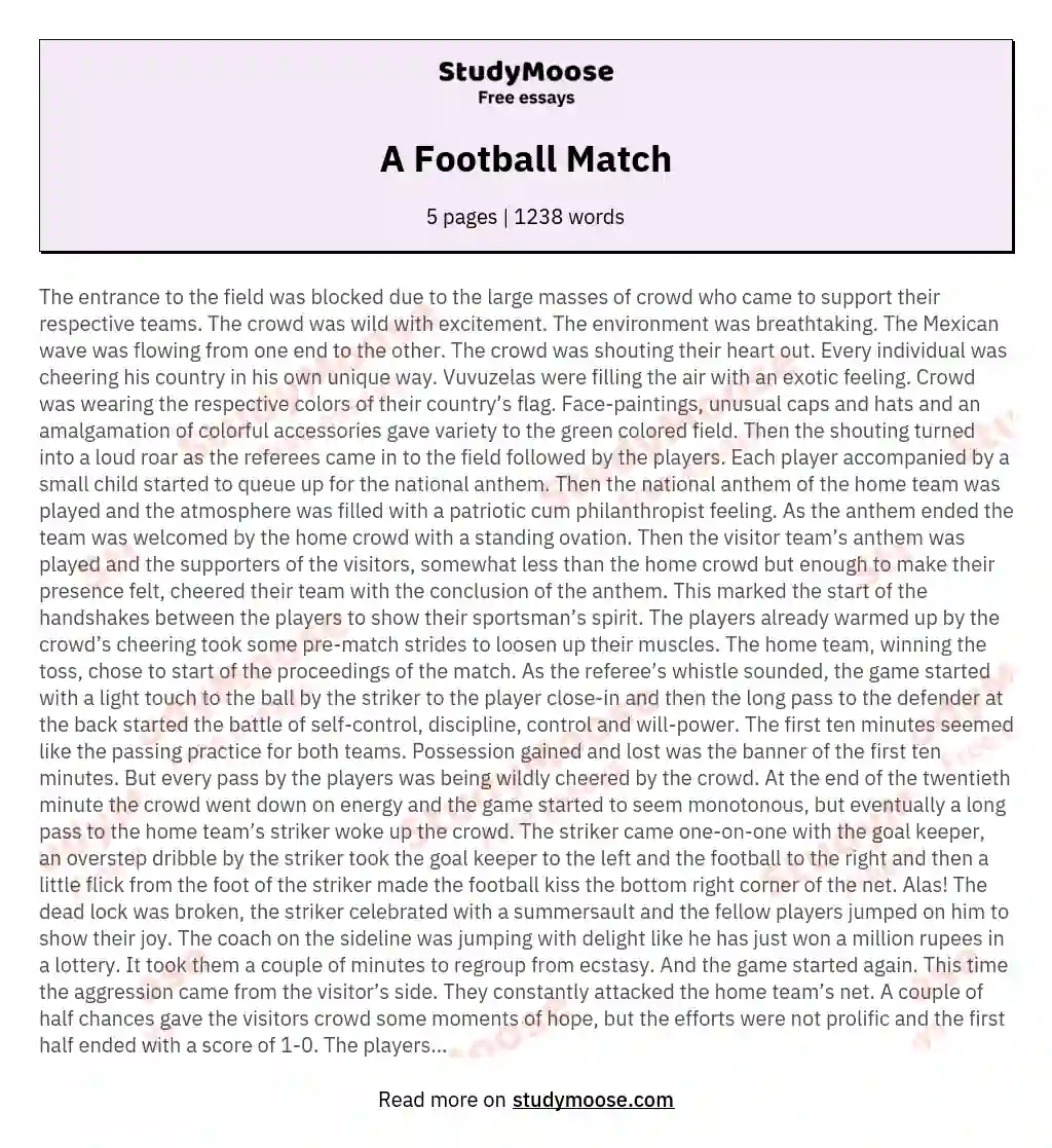 football match essay easy