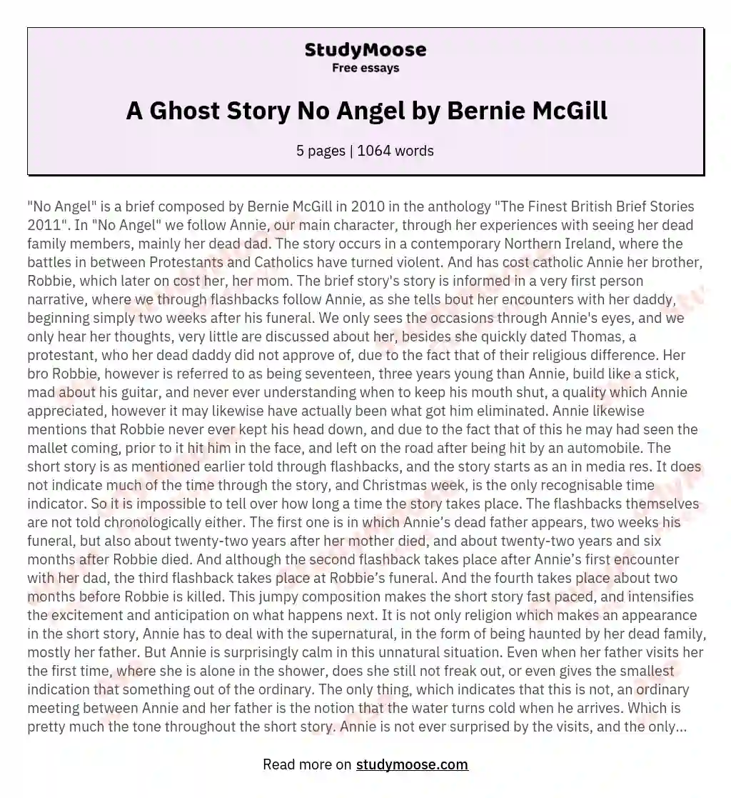 A Ghost Story No Angel by Bernie McGill essay