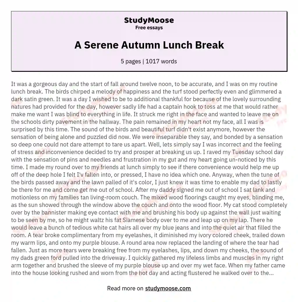 A Serene Autumn Lunch Break essay