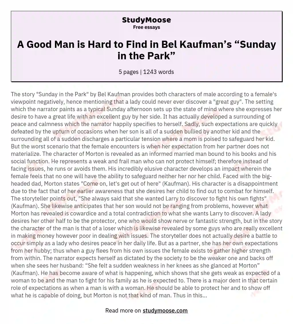 A Good Man is Hard to Find in Bel Kaufman’s “Sunday in the Park”