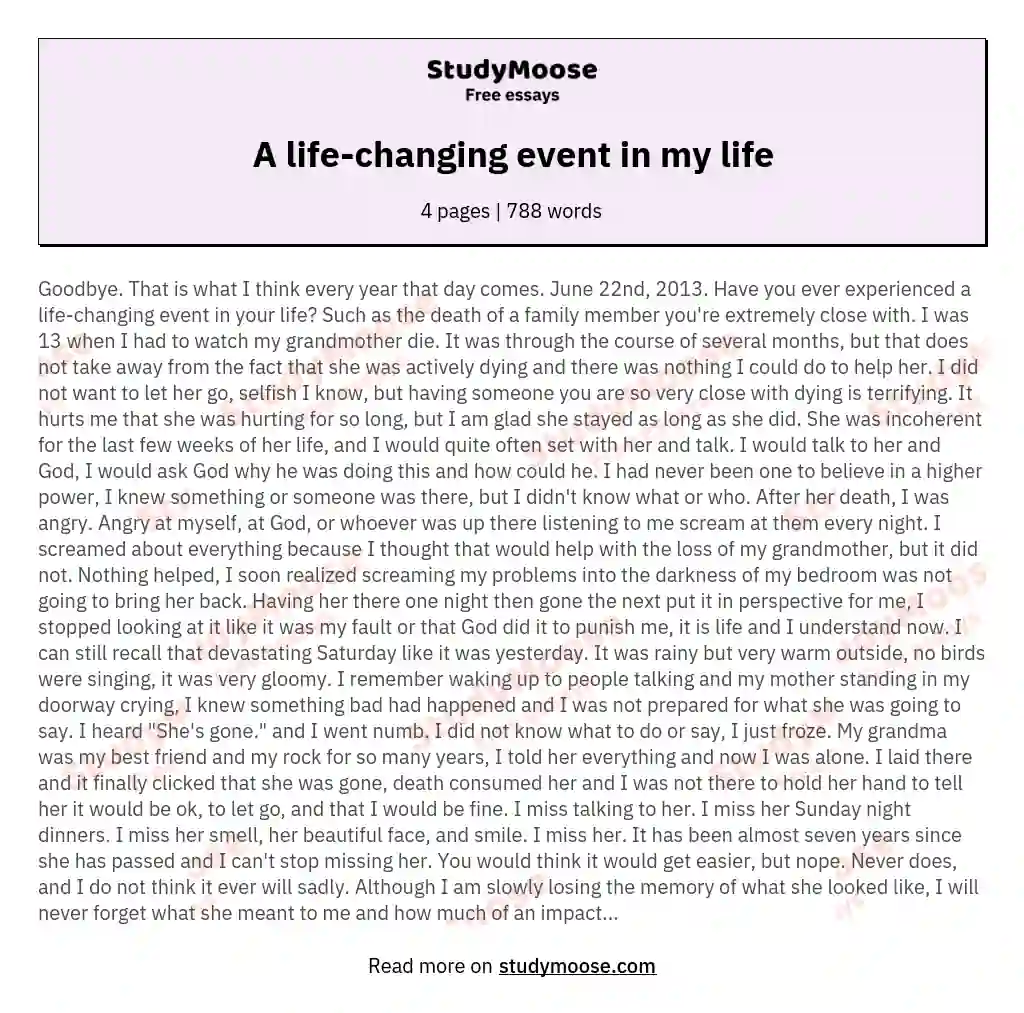 life changing event essay
