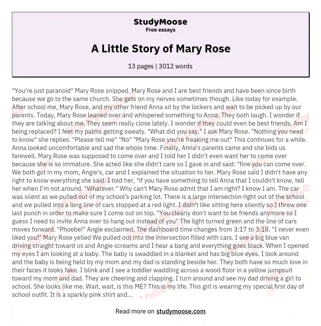 A Little Story of Mary Rose essay