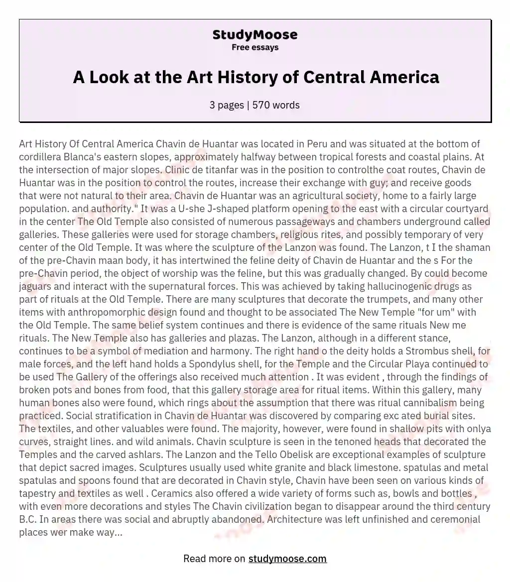 A Look at the Art History of Central America essay