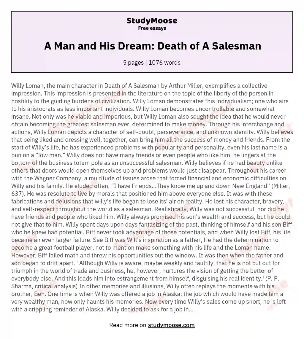 A Man and His Dream: Death of A Salesman