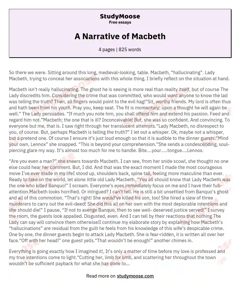 macbeth narrative essay
