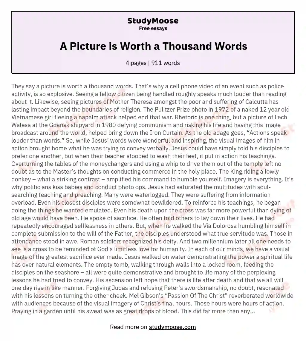a picture is worth a thousand words essay pdf