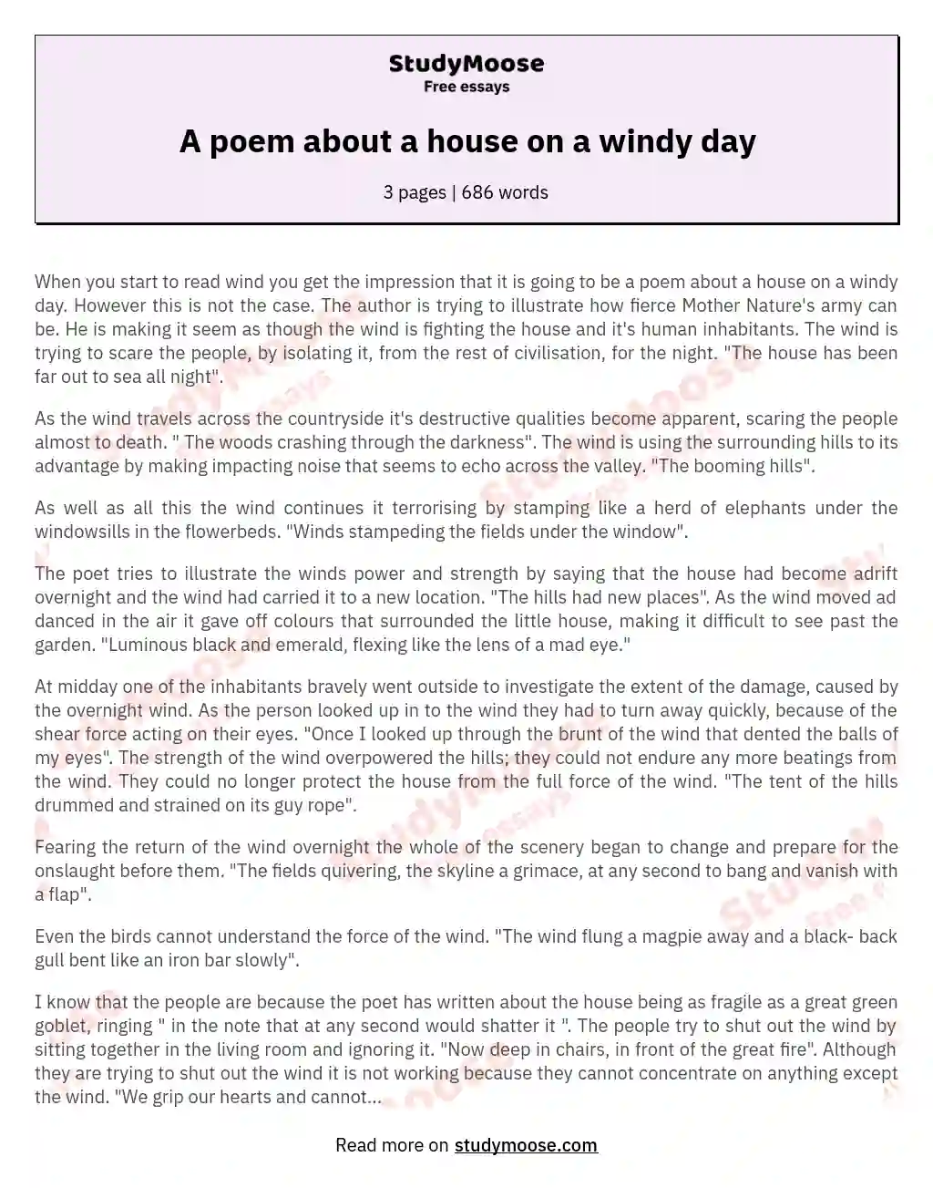 A poem about a house on a windy day essay