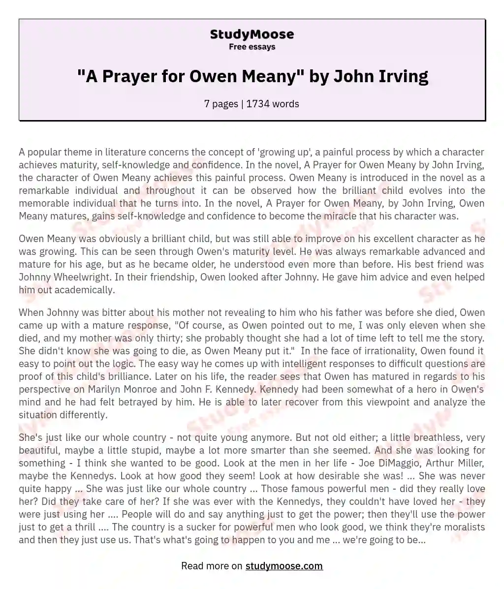 "A Prayer for Owen Meany" by John Irving