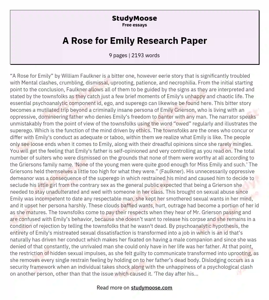 a rose for emily research paper outline