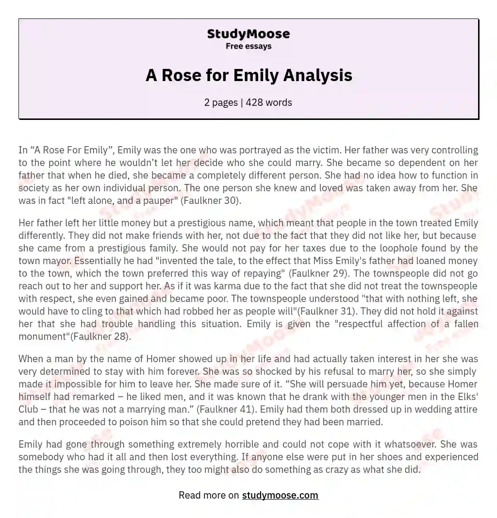 A Rose for Emily Analysis