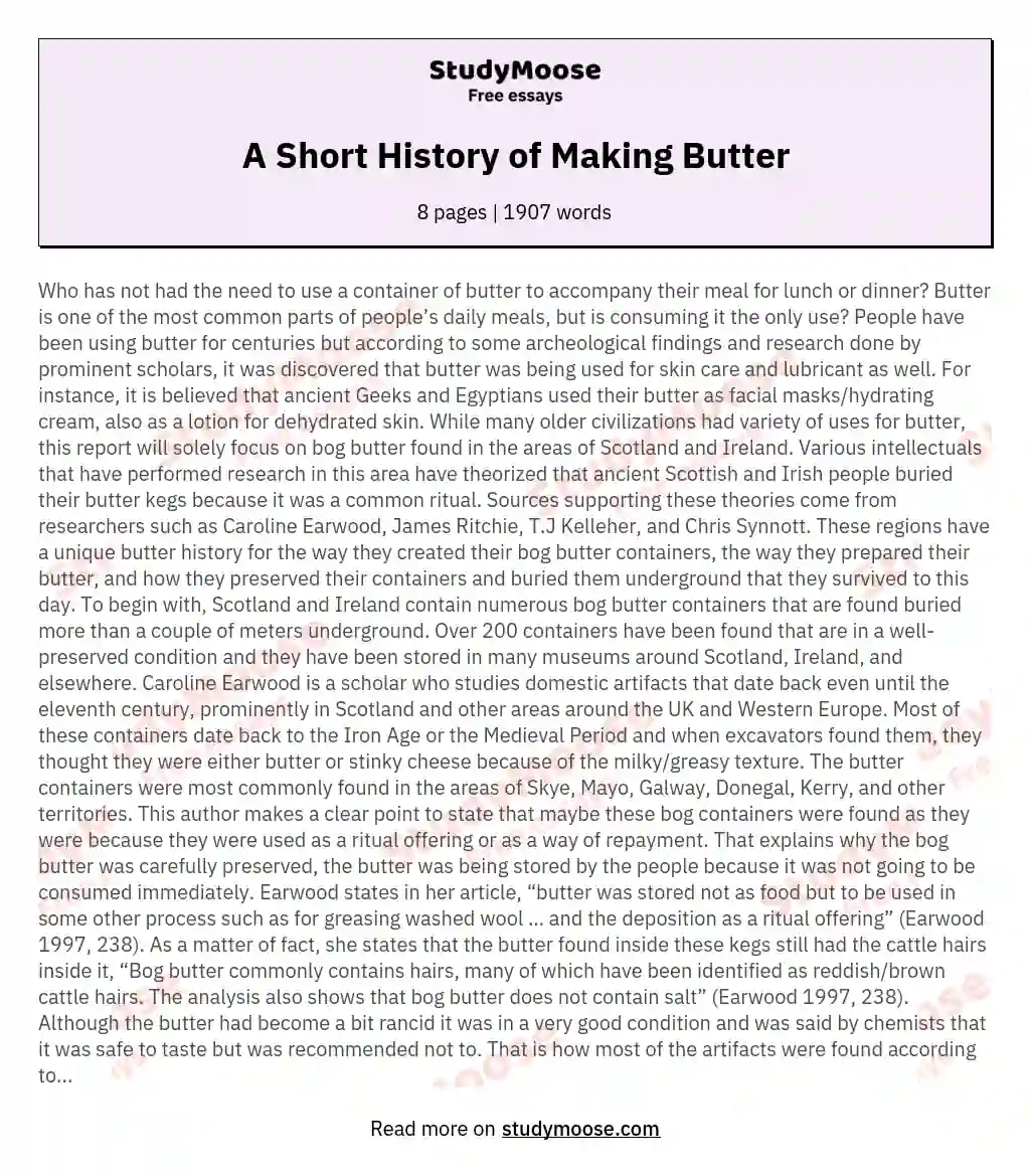 A Short History of Making Butter essay