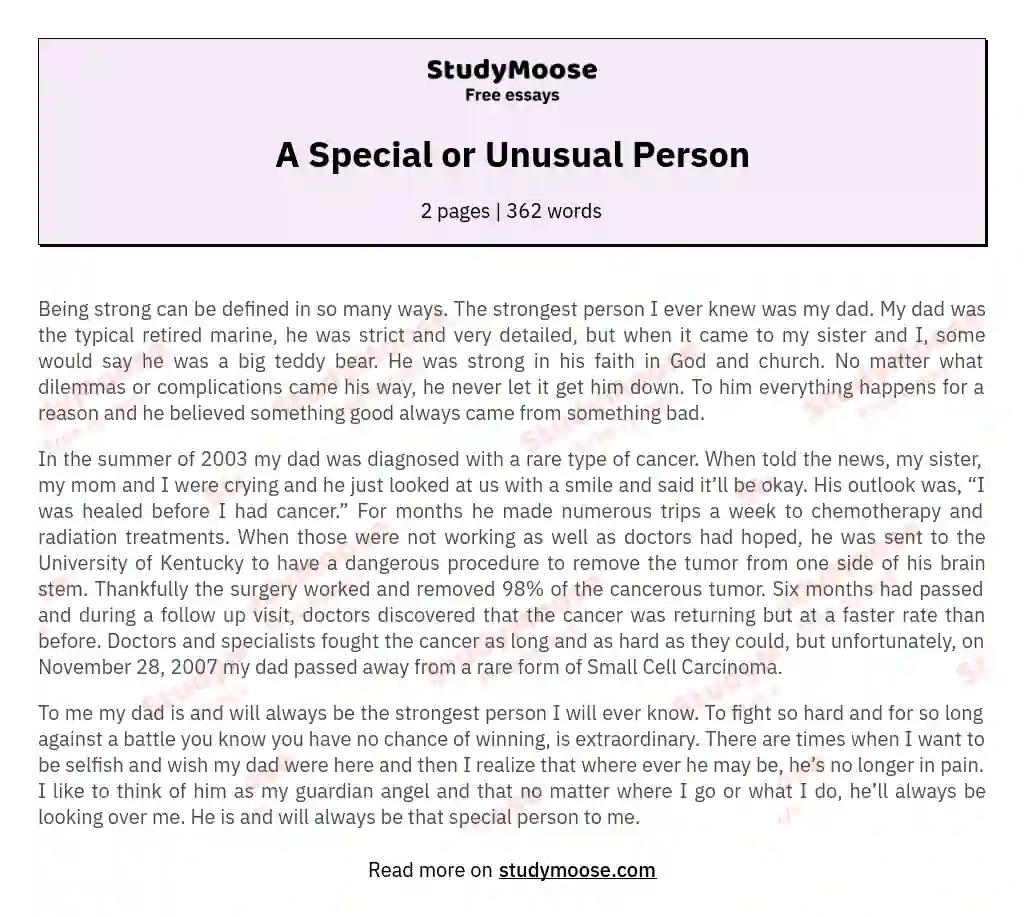 A Special or Unusual Person essay