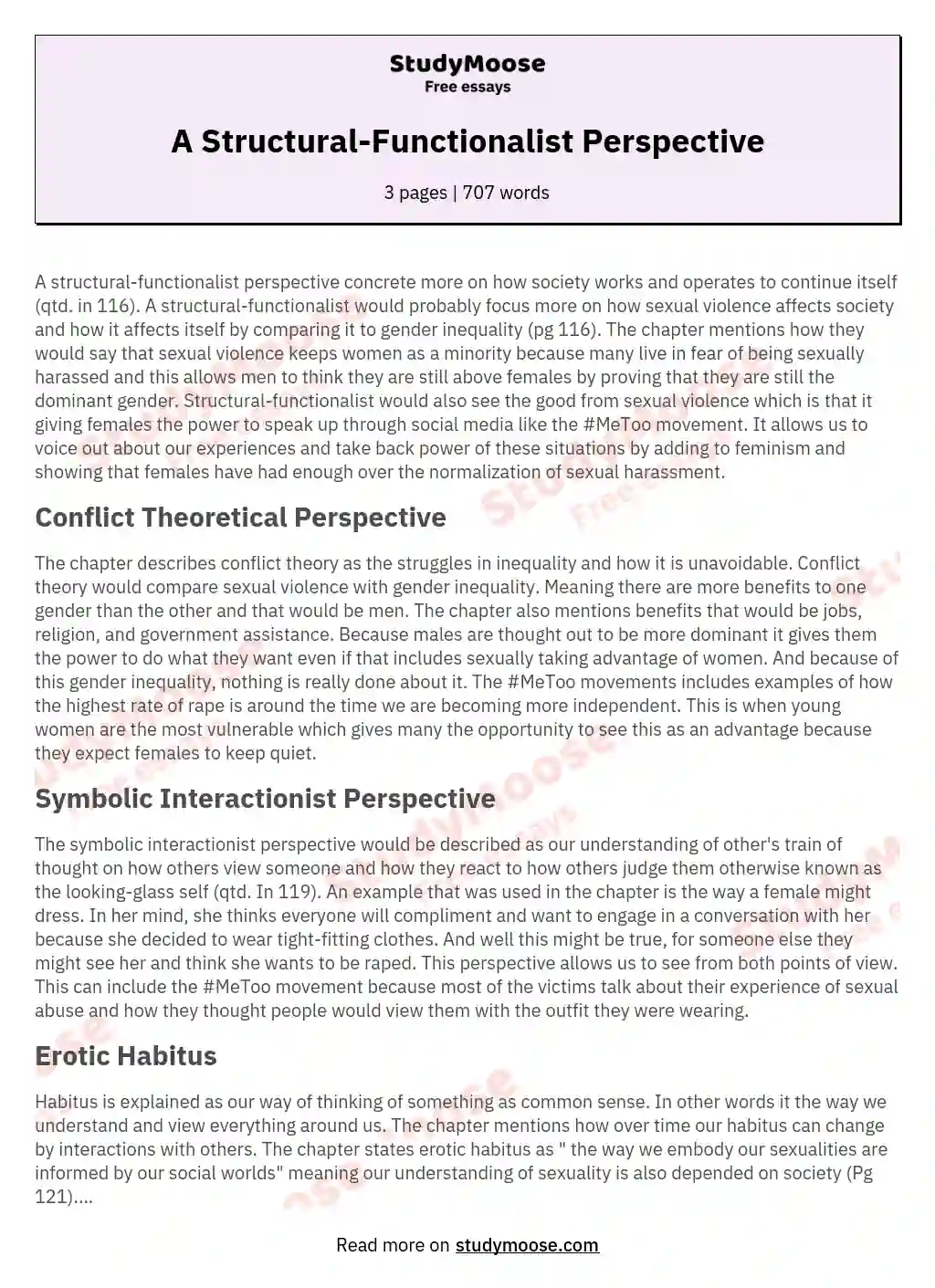 essay about structural functionalism