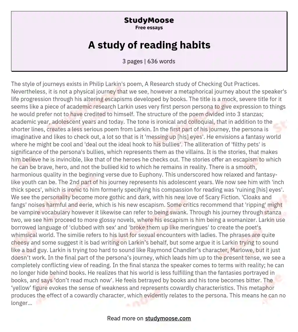essay on reading habit