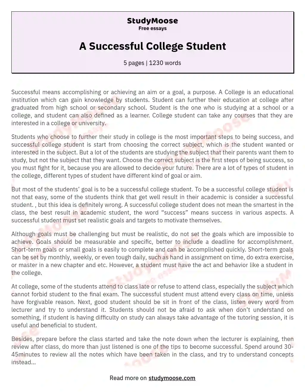 A Successful College Student essay