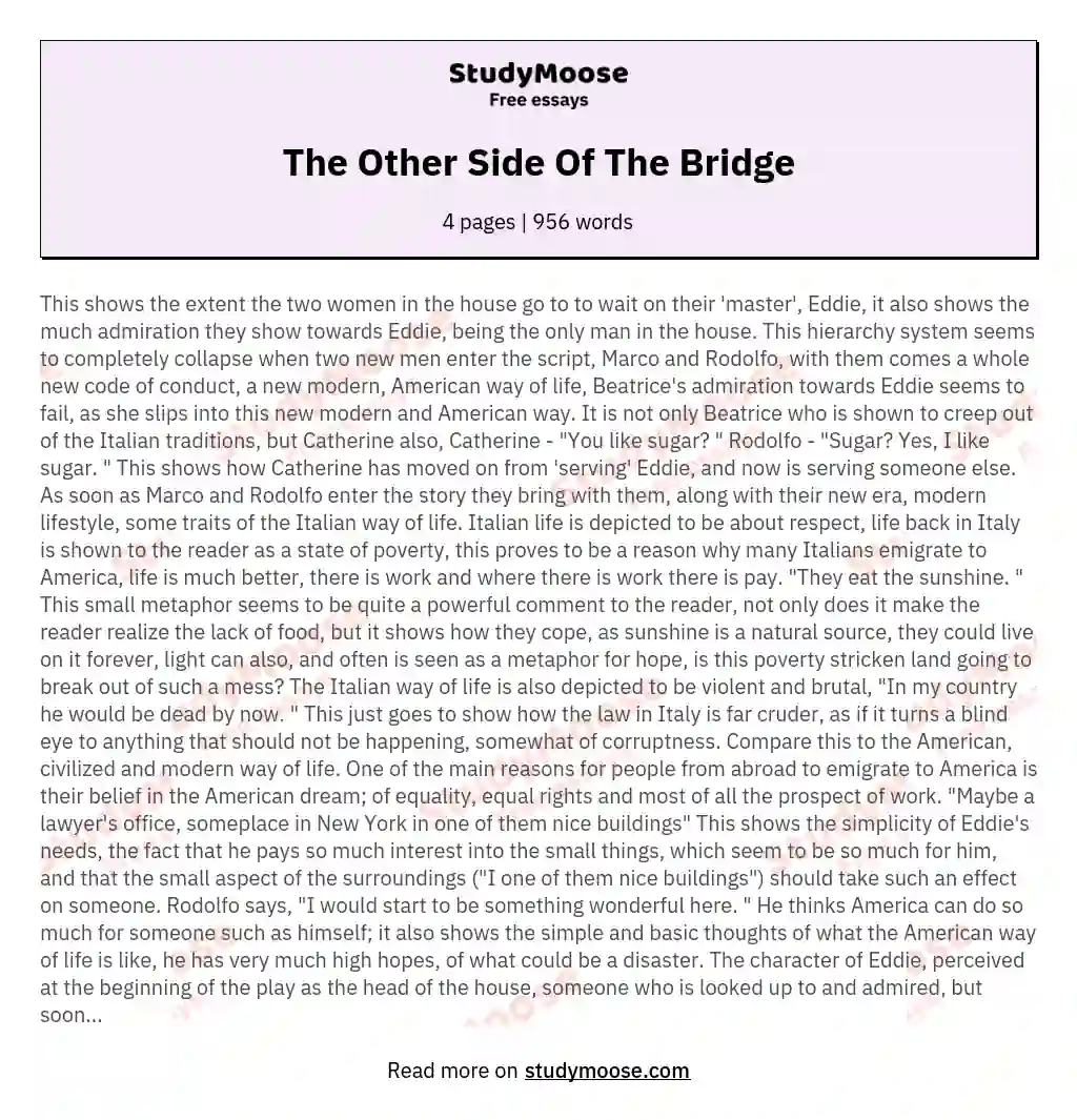 The Other Side Of The Bridge essay
