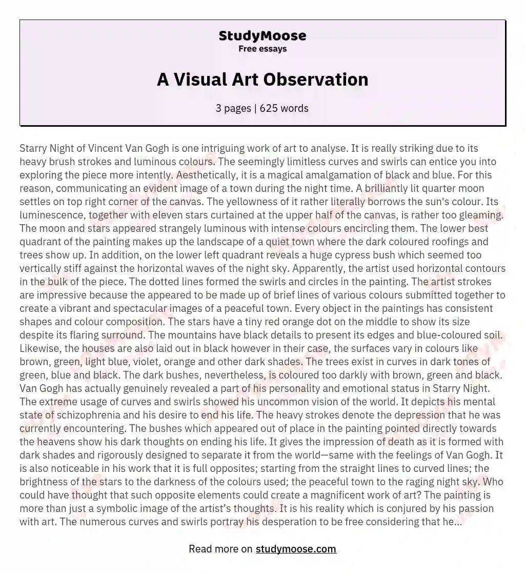 A Visual Art Observation